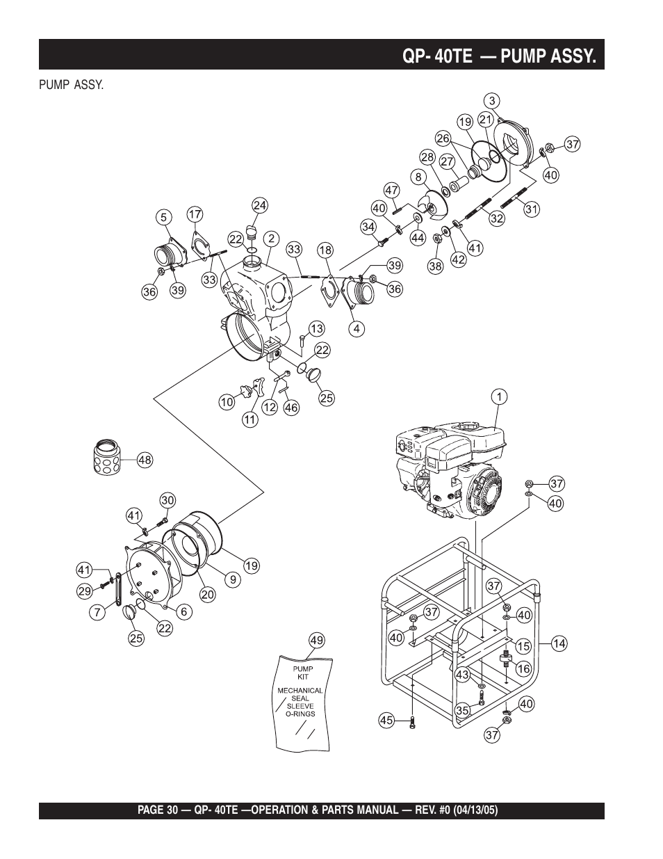 Qp- 40te — pump assy | Multiquip QP40TE User Manual | Page 30 / 56