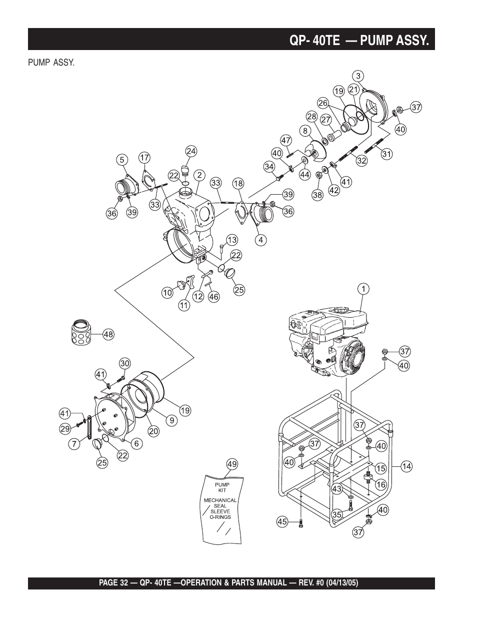 Qp- 40te — pump assy | Multiquip QP40TE User Manual | Page 32 / 56
