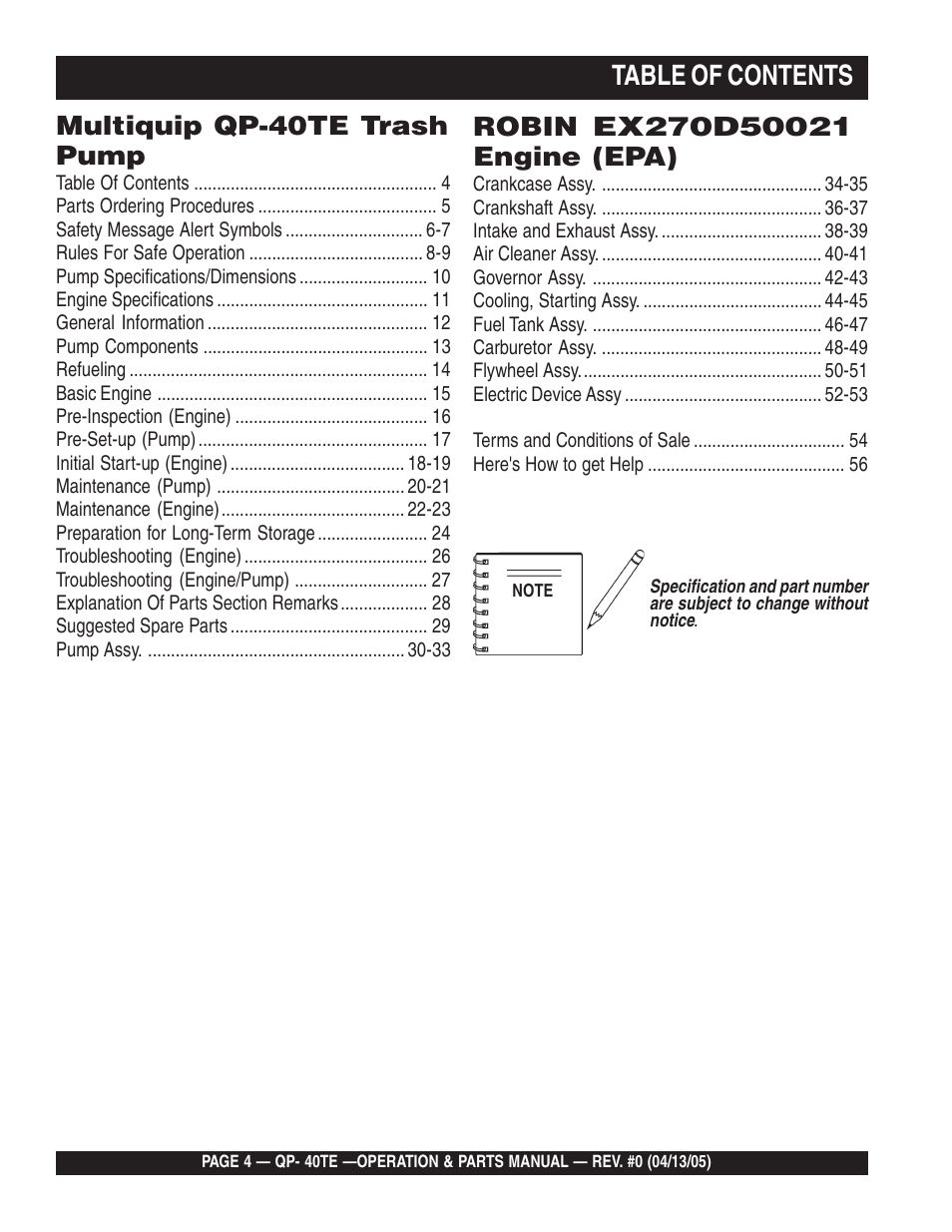 Multiquip QP40TE User Manual | Page 4 / 56
