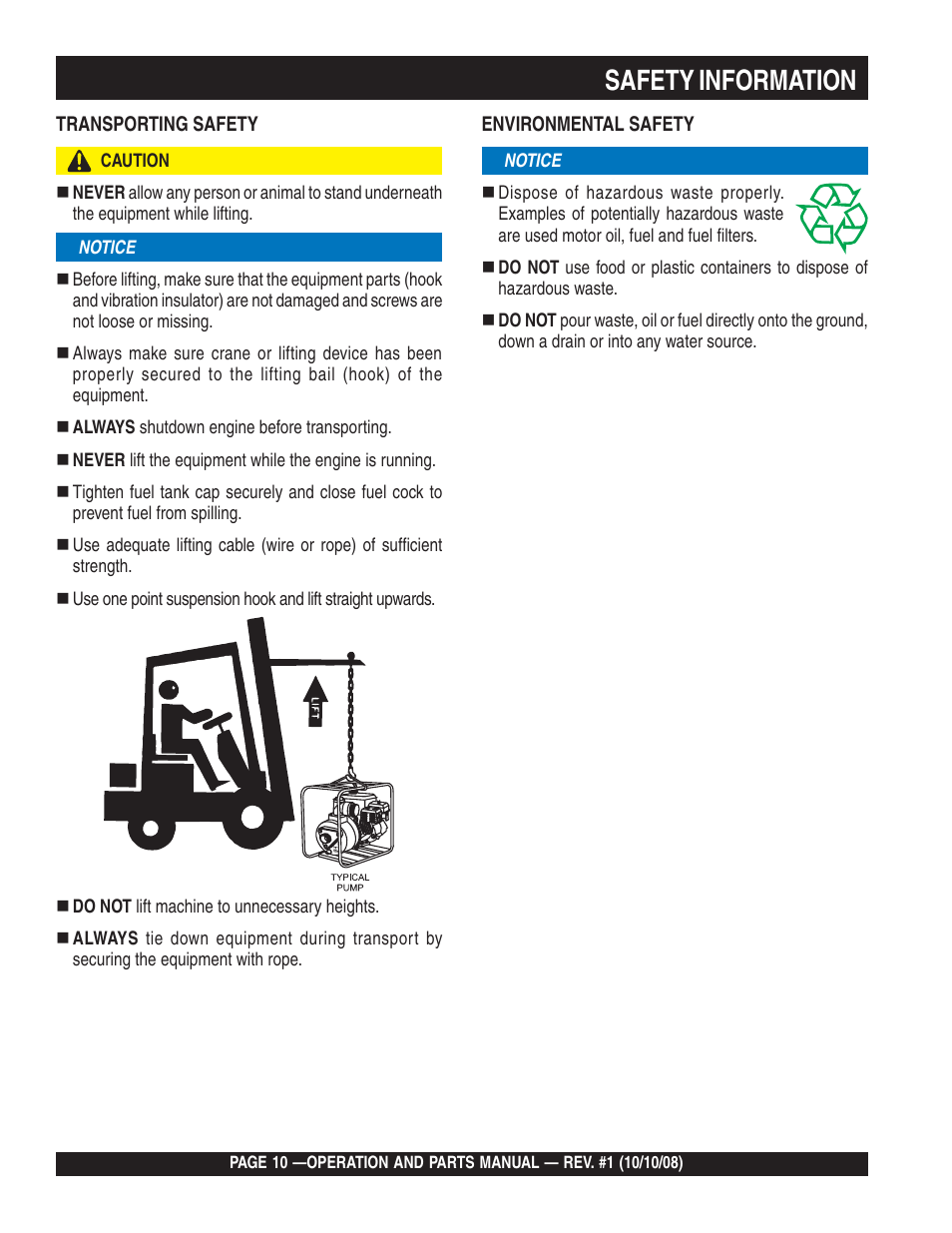 Safety information | Multiquip QP4TE User Manual | Page 10 / 60