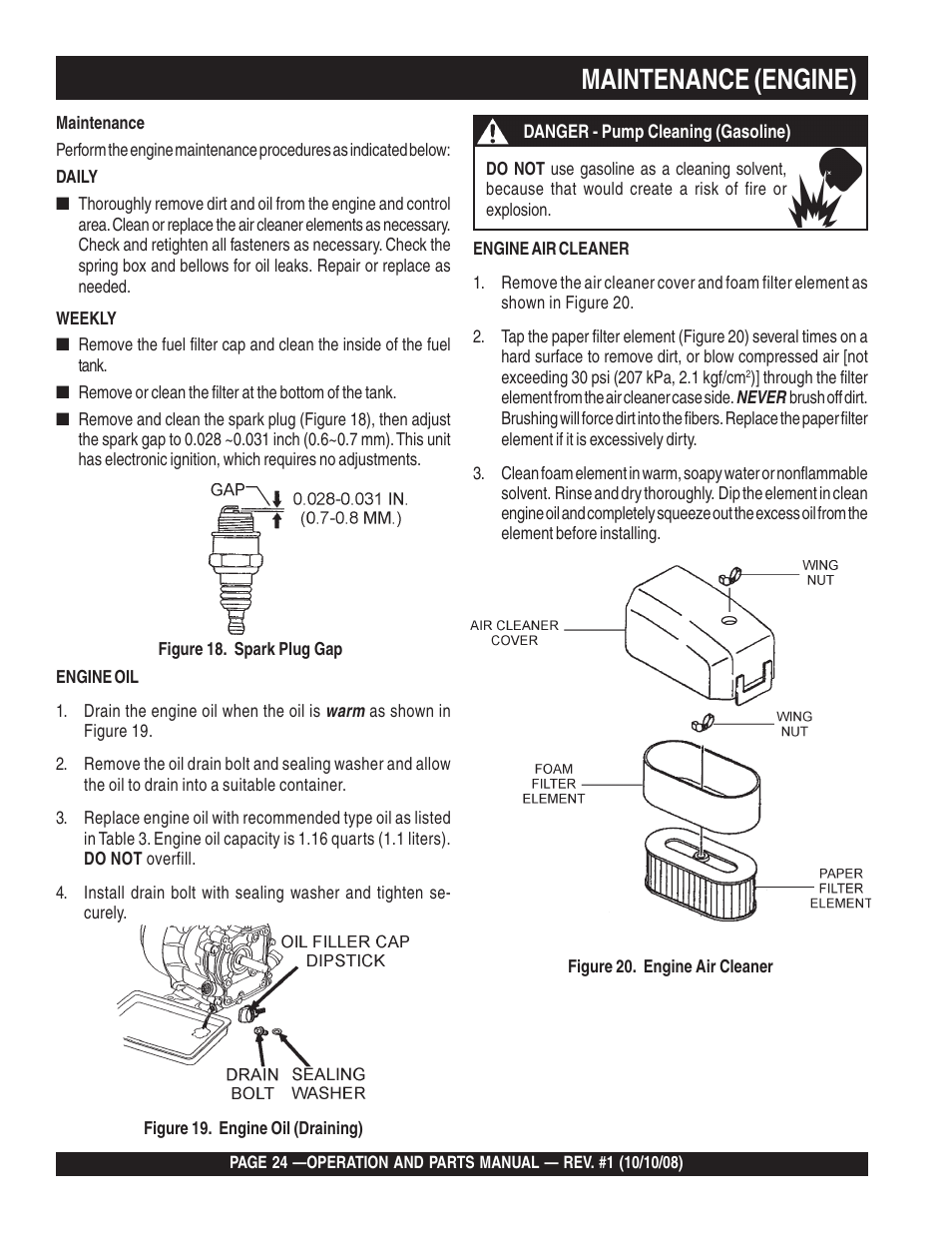 Maintenance (engine) | Multiquip QP4TE User Manual | Page 24 / 60