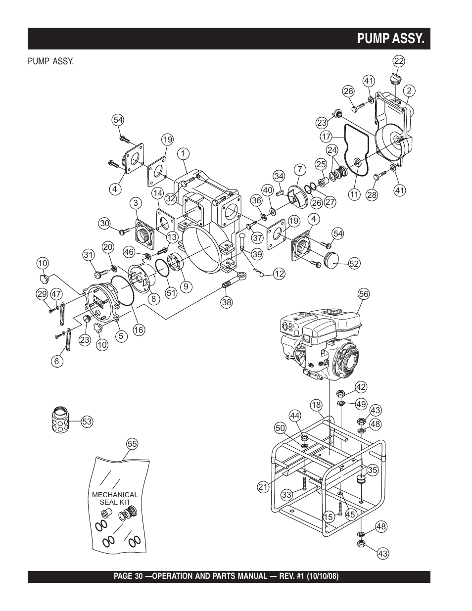 Pump assy | Multiquip QP4TE User Manual | Page 30 / 60