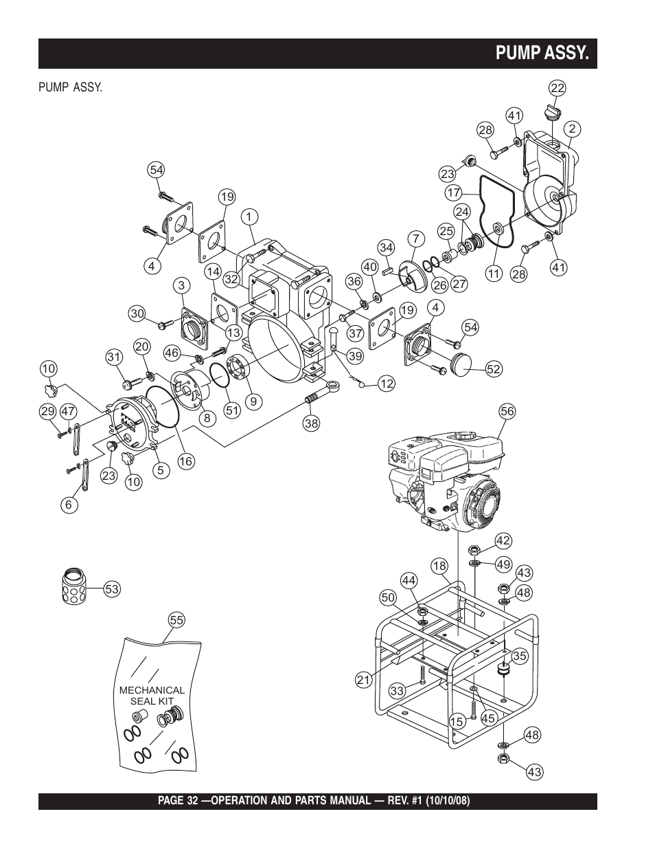 Pump assy | Multiquip QP4TE User Manual | Page 32 / 60