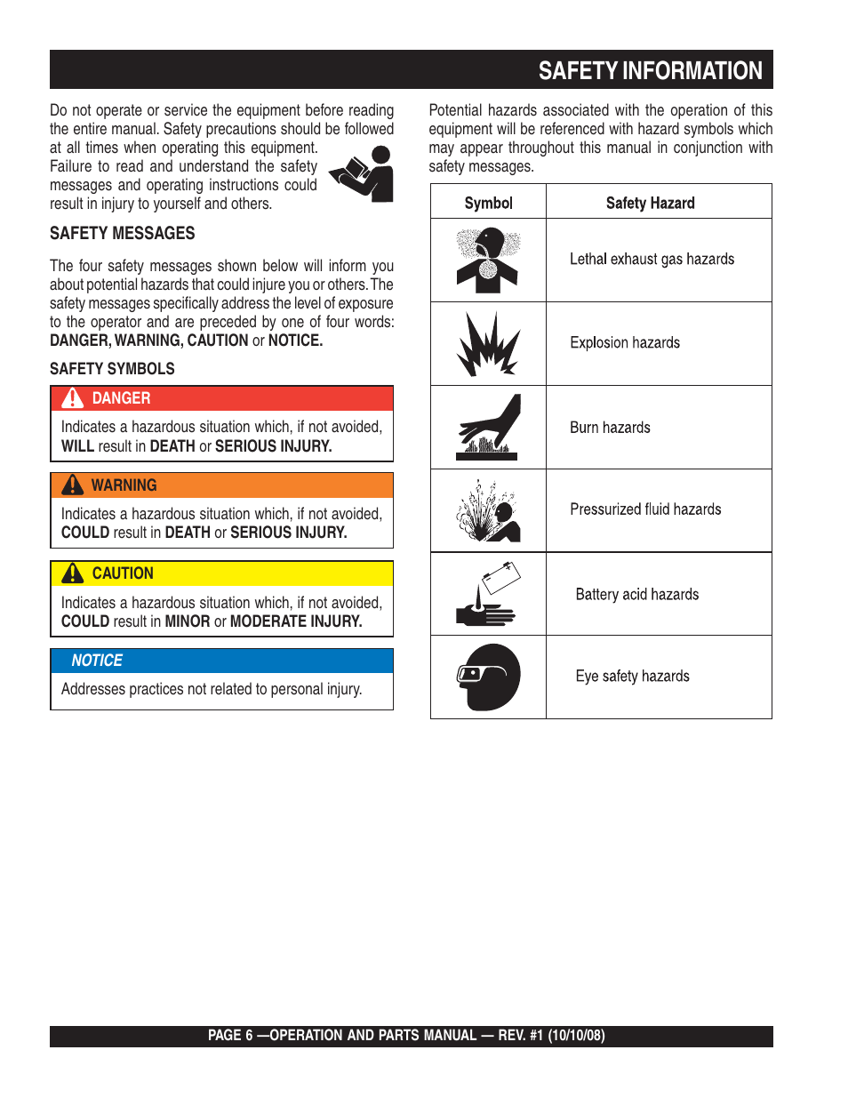 Safety information | Multiquip QP4TE User Manual | Page 6 / 60