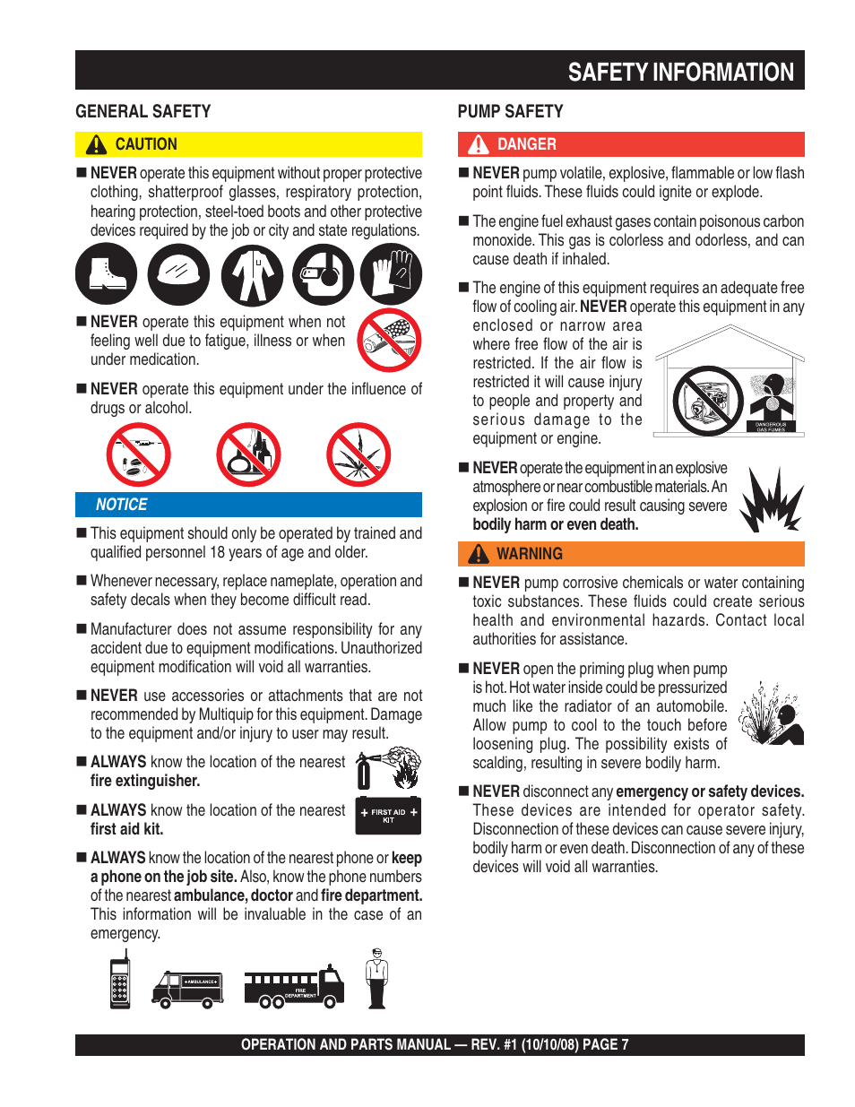 Safety information | Multiquip QP4TE User Manual | Page 7 / 60