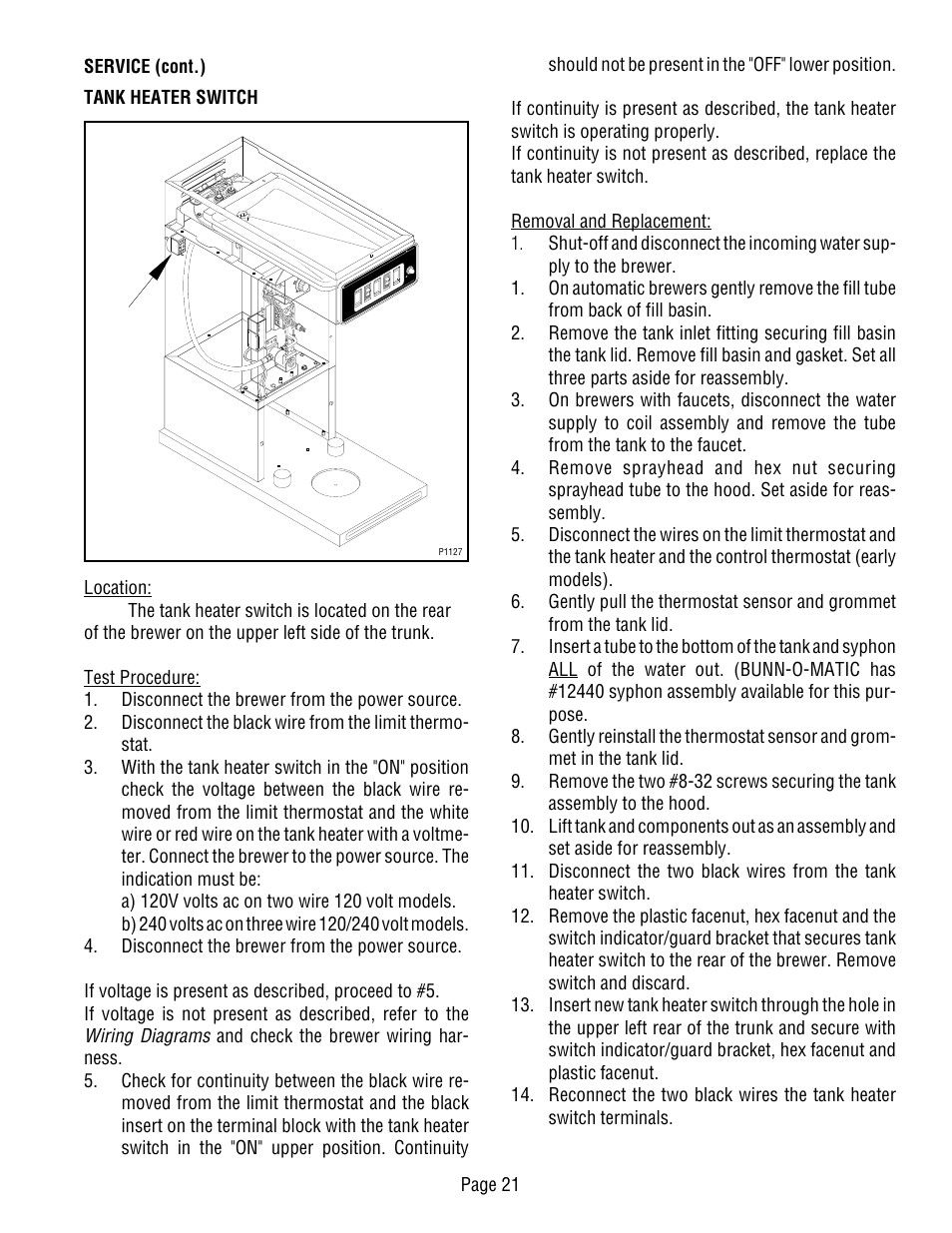 Bunn CWT-TS User Manual | Page 21 / 24