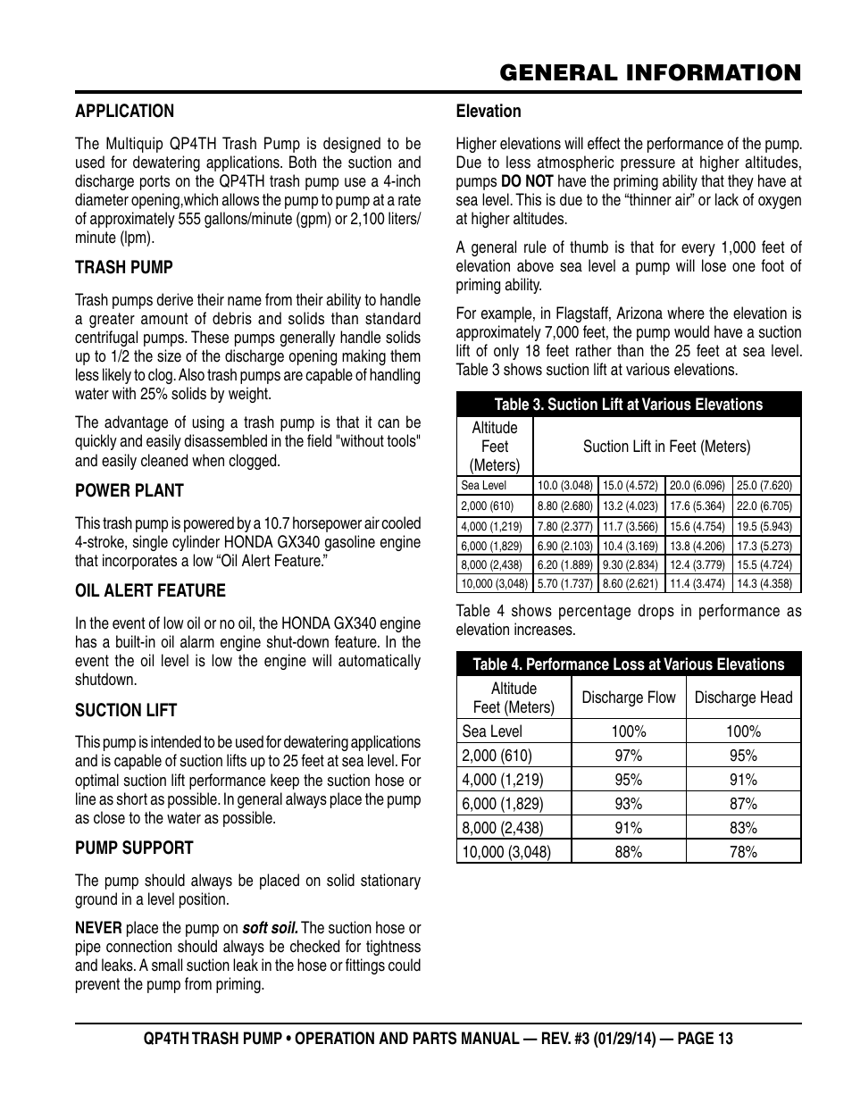 General information | Multiquip QP4TH User Manual | Page 13 / 38