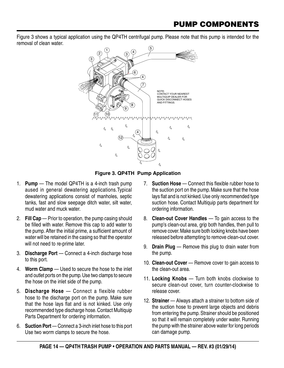 Pump components | Multiquip QP4TH User Manual | Page 14 / 38
