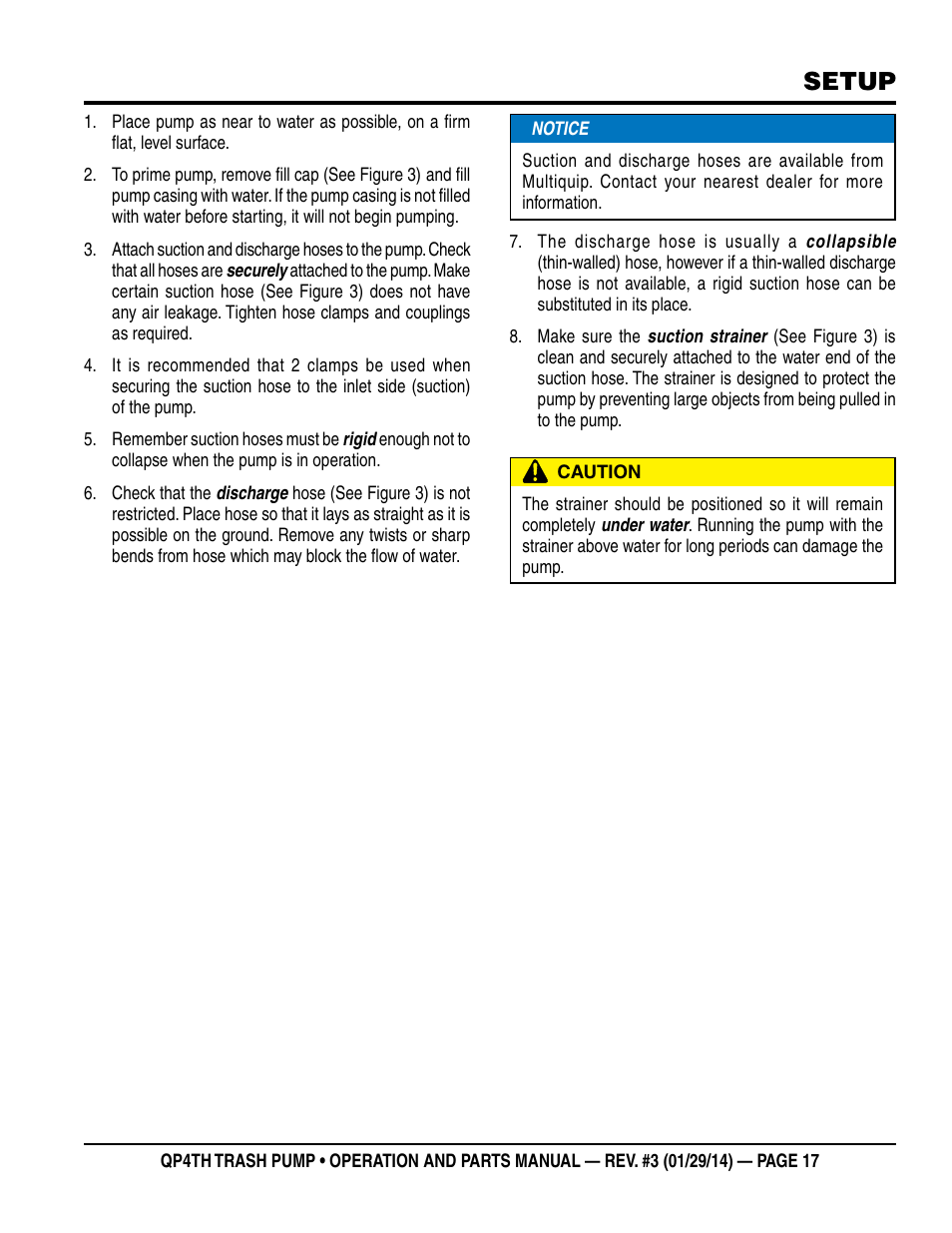 Setup | Multiquip QP4TH User Manual | Page 17 / 38