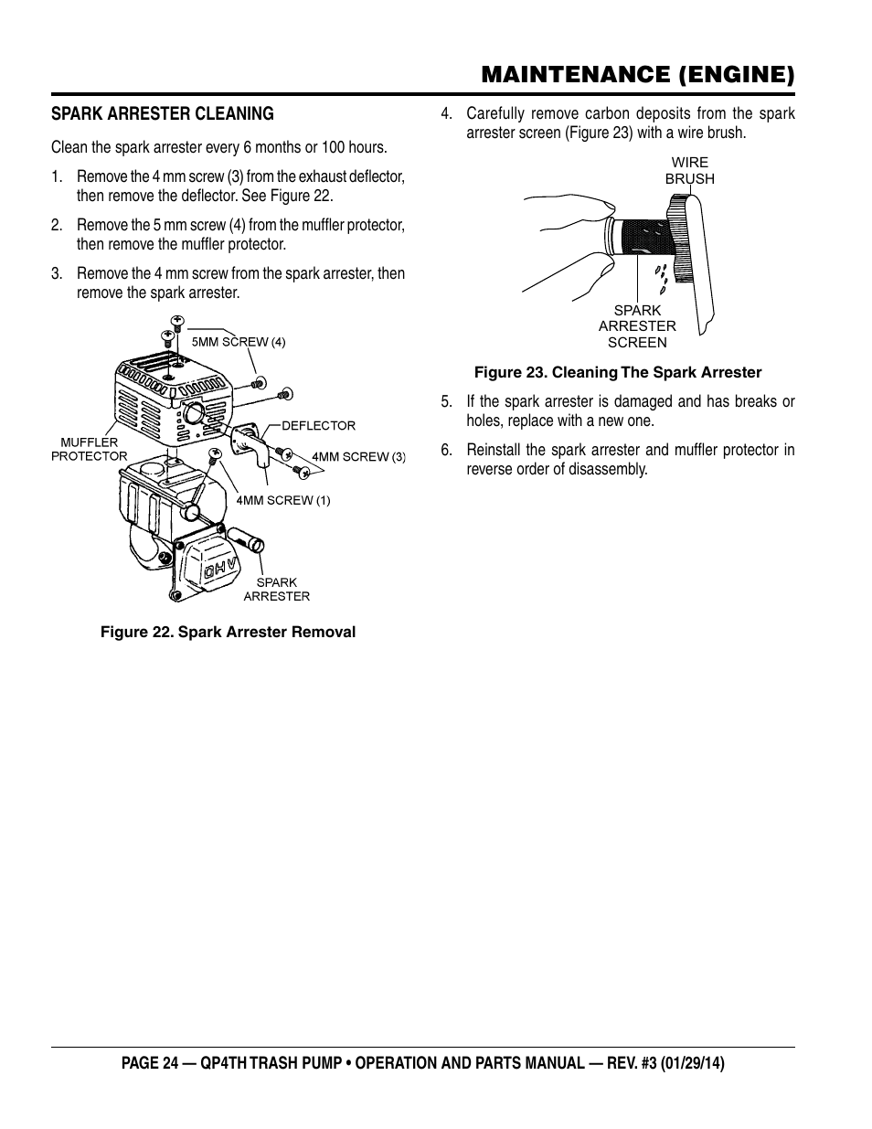 Maintenance (engine) | Multiquip QP4TH User Manual | Page 24 / 38