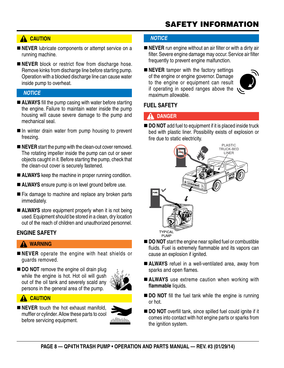 Safety information | Multiquip QP4TH User Manual | Page 8 / 38