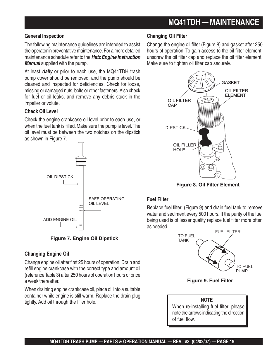 Mq41tdh — maintenance | Multiquip MQ41TDH User Manual | Page 19 / 88