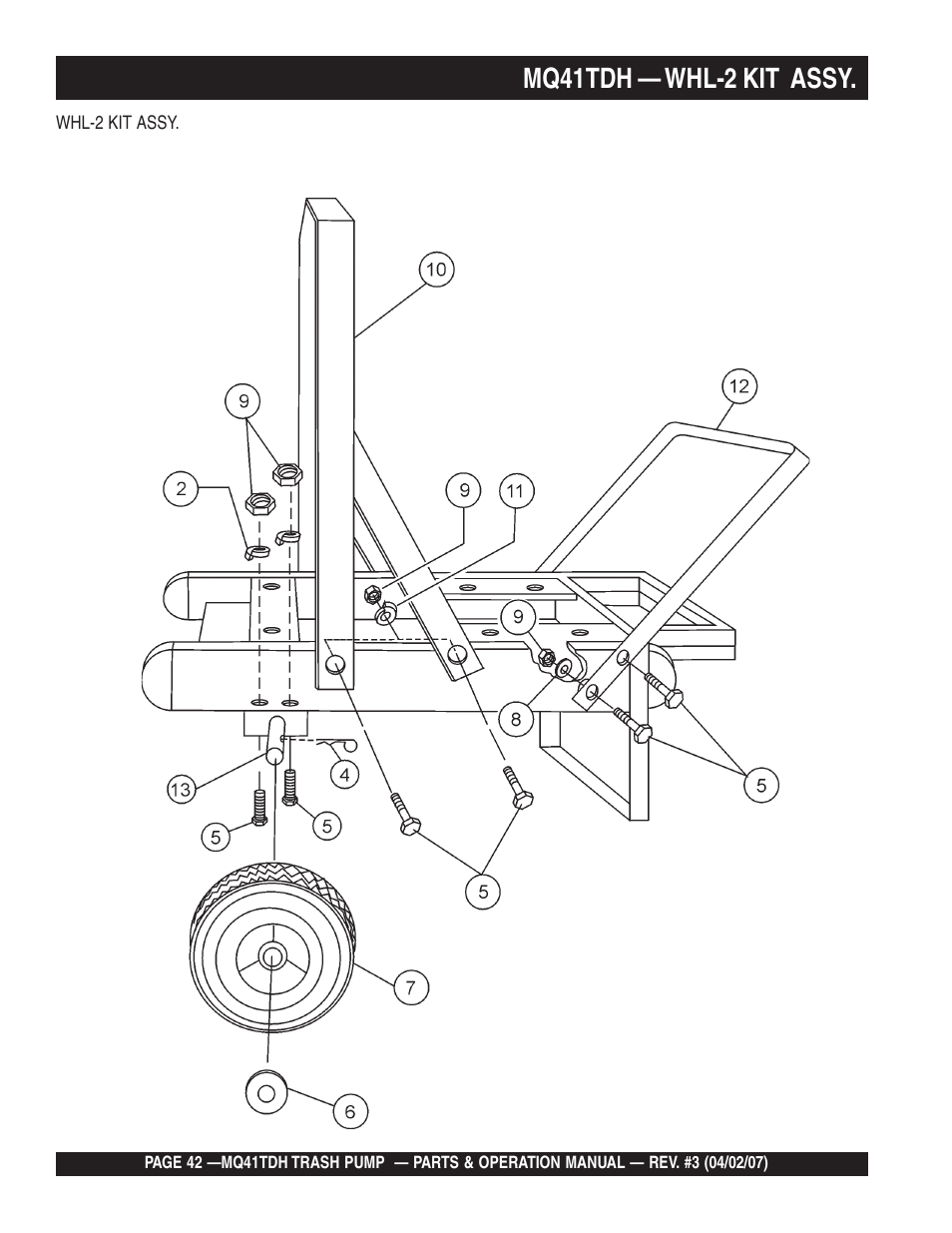 Mq41tdh — whl-2 kit assy | Multiquip MQ41TDH User Manual | Page 42 / 88