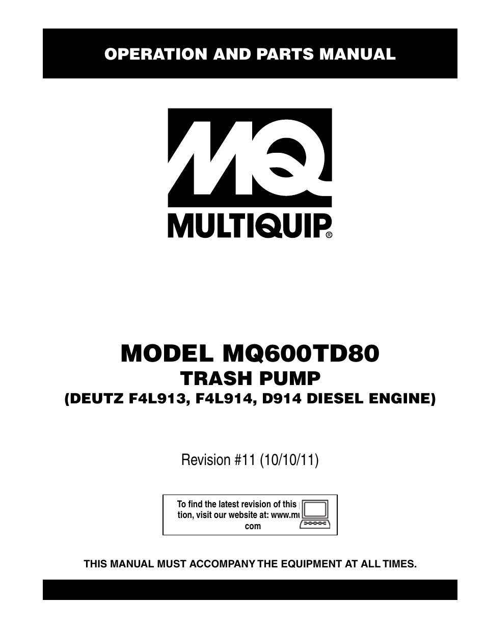 Multiquip MQ600TD80 User Manual | 76 pages