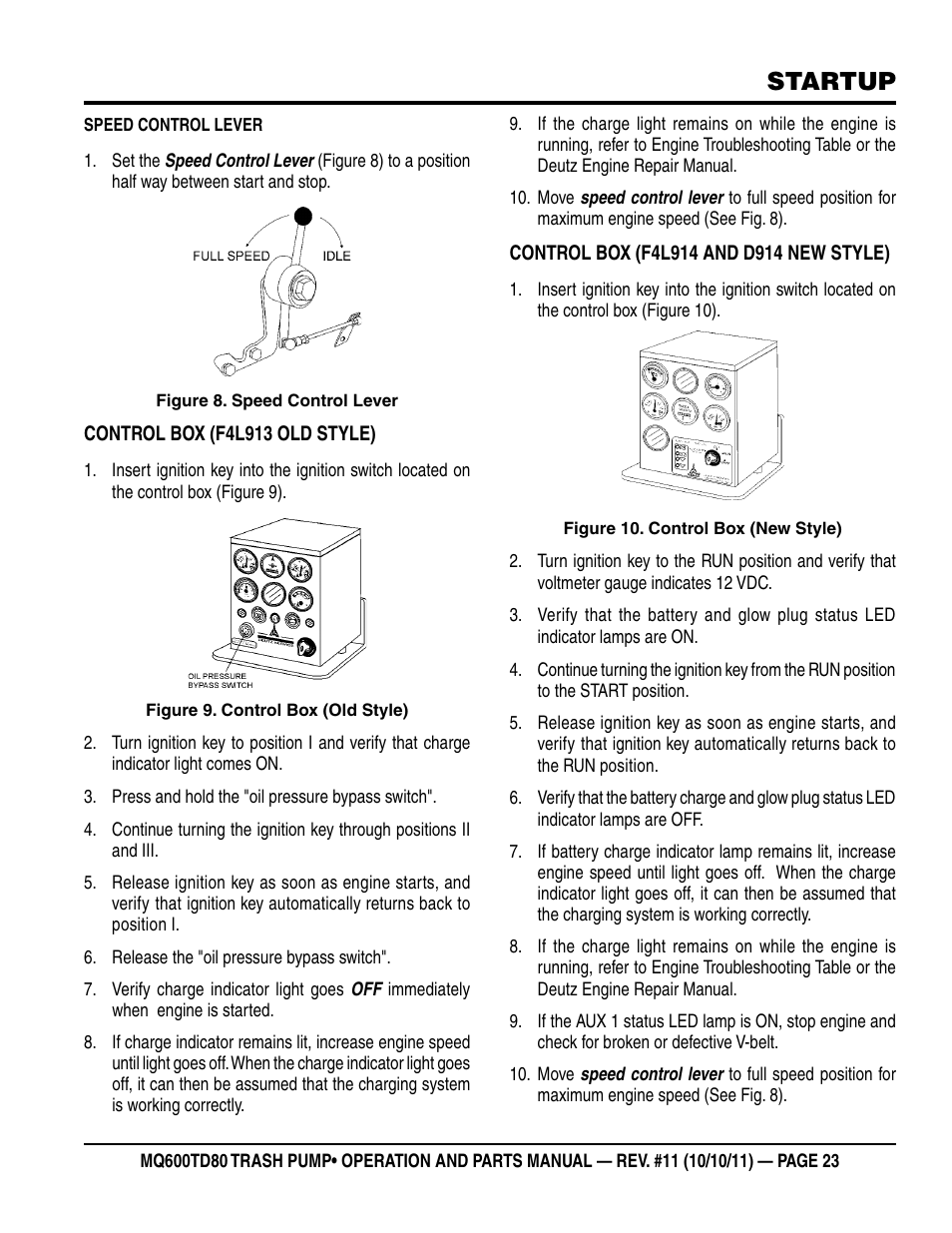 Startup | Multiquip MQ600TD80 User Manual | Page 23 / 76