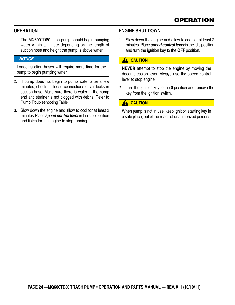 Operation | Multiquip MQ600TD80 User Manual | Page 24 / 76