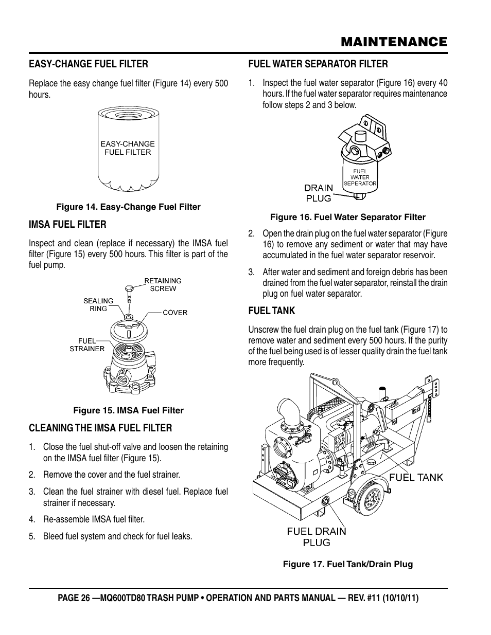 Maintenance | Multiquip MQ600TD80 User Manual | Page 26 / 76