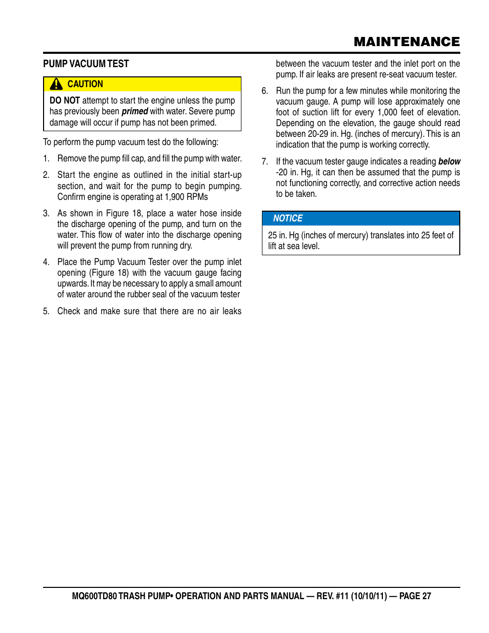 Maintenance | Multiquip MQ600TD80 User Manual | Page 27 / 76