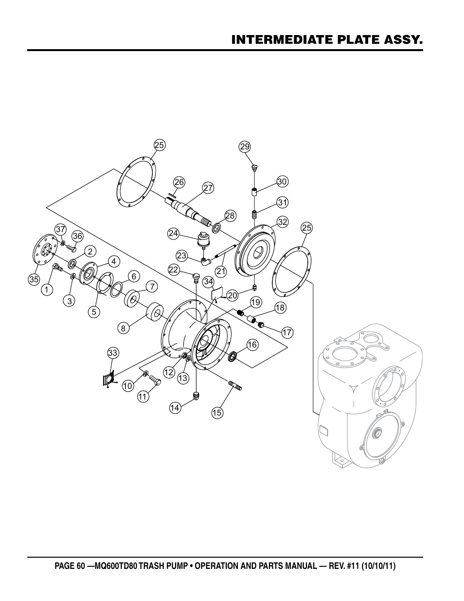 Intermediate plate assy | Multiquip MQ600TD80 User Manual | Page 60 / 76