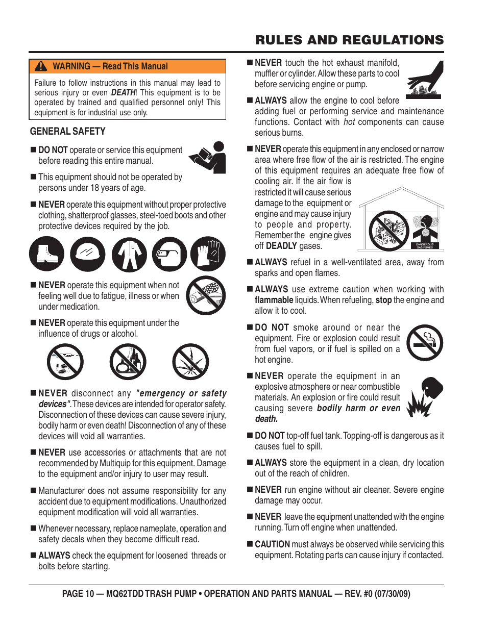 Rules and regulations | Multiquip MQ62TDD User Manual | Page 10 / 116