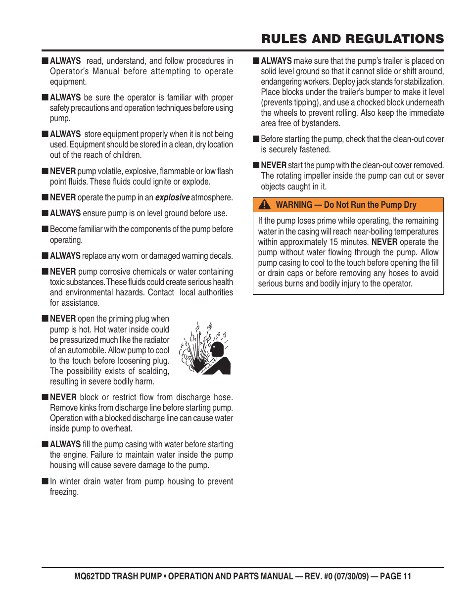 Rules and regulations | Multiquip MQ62TDD User Manual | Page 11 / 116