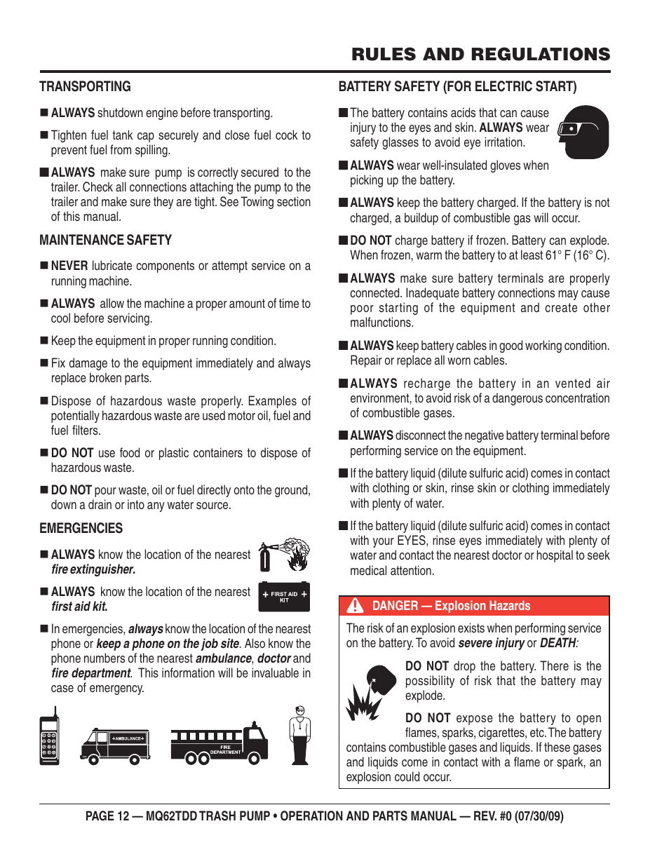 Rules and regulations | Multiquip MQ62TDD User Manual | Page 12 / 116