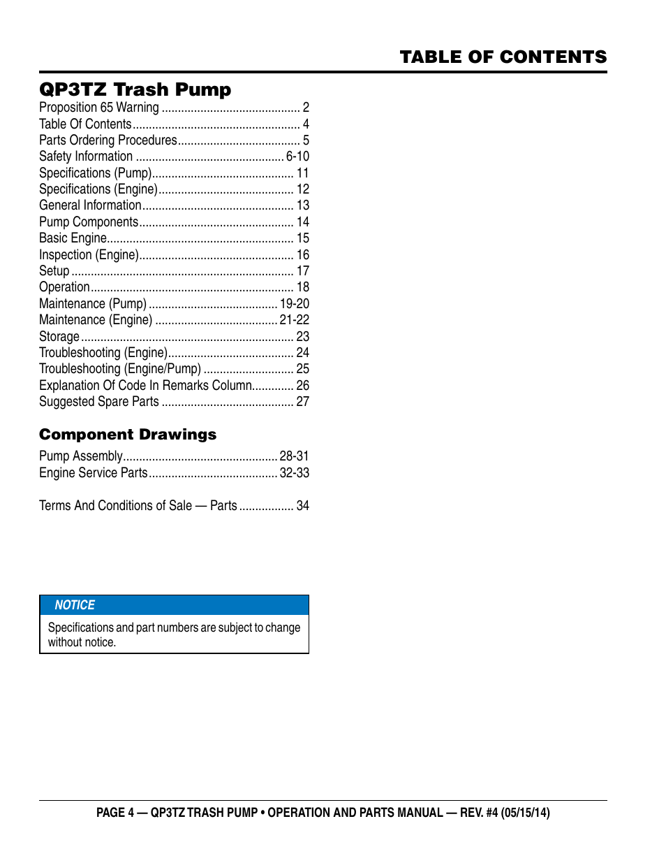 Multiquip QP3TZ User Manual | Page 4 / 36