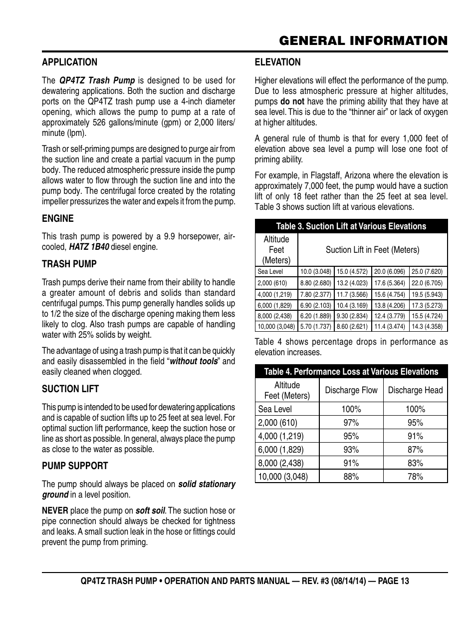 General information | Multiquip QP4TZ User Manual | Page 13 / 36