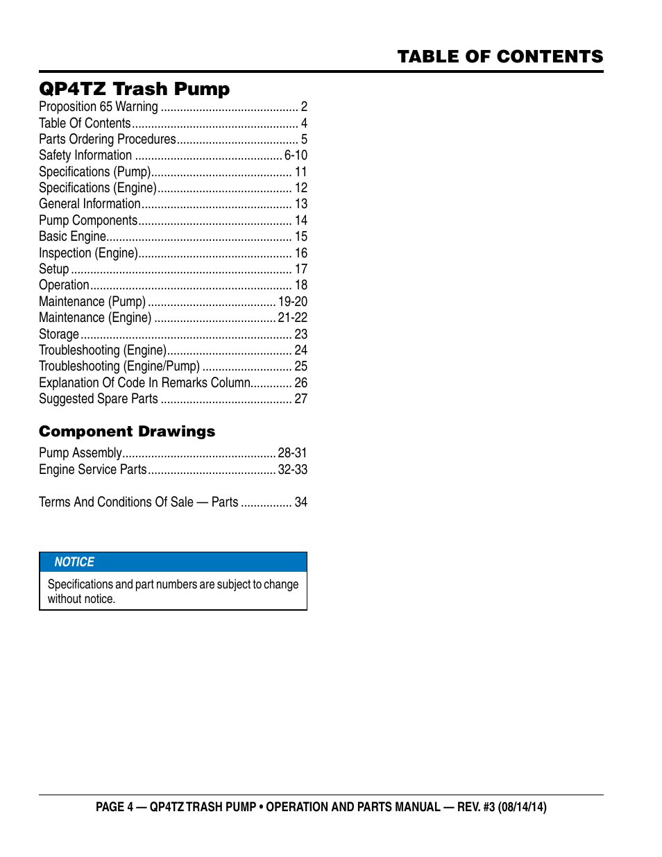 Multiquip QP4TZ User Manual | Page 4 / 36