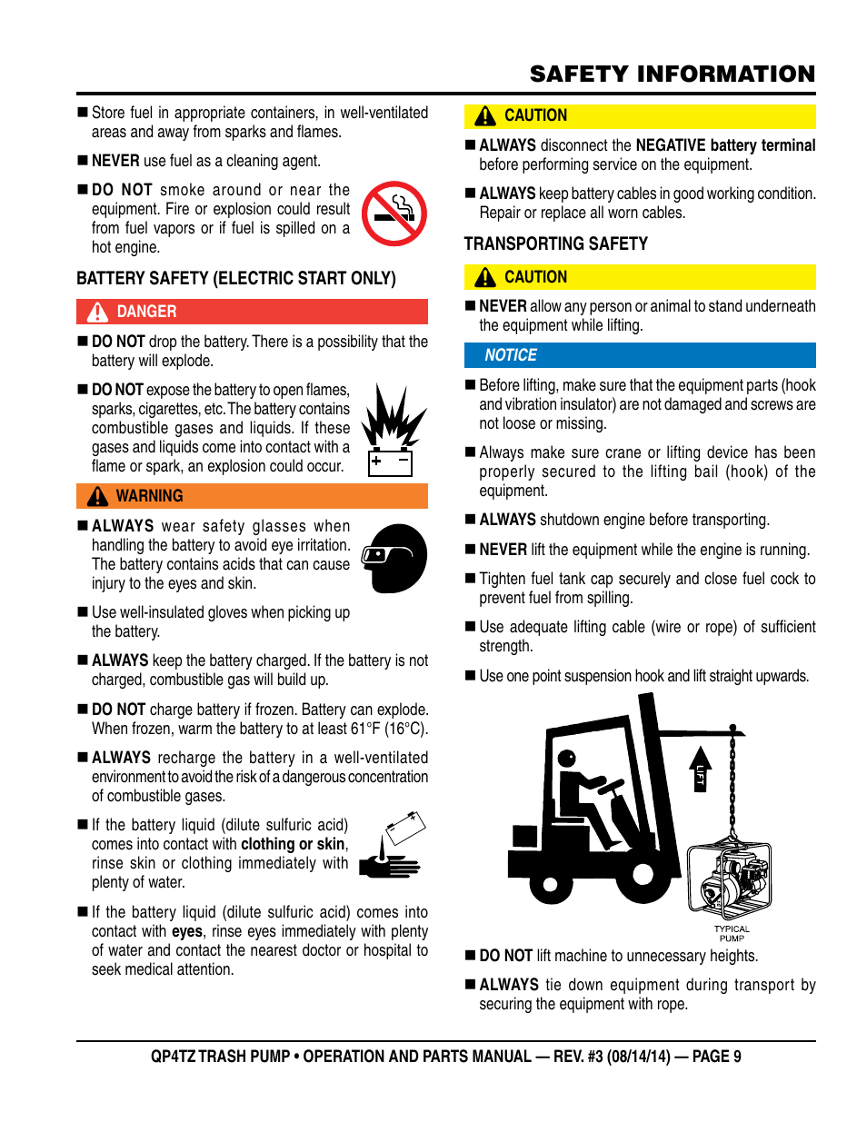 Safety information | Multiquip QP4TZ User Manual | Page 9 / 36