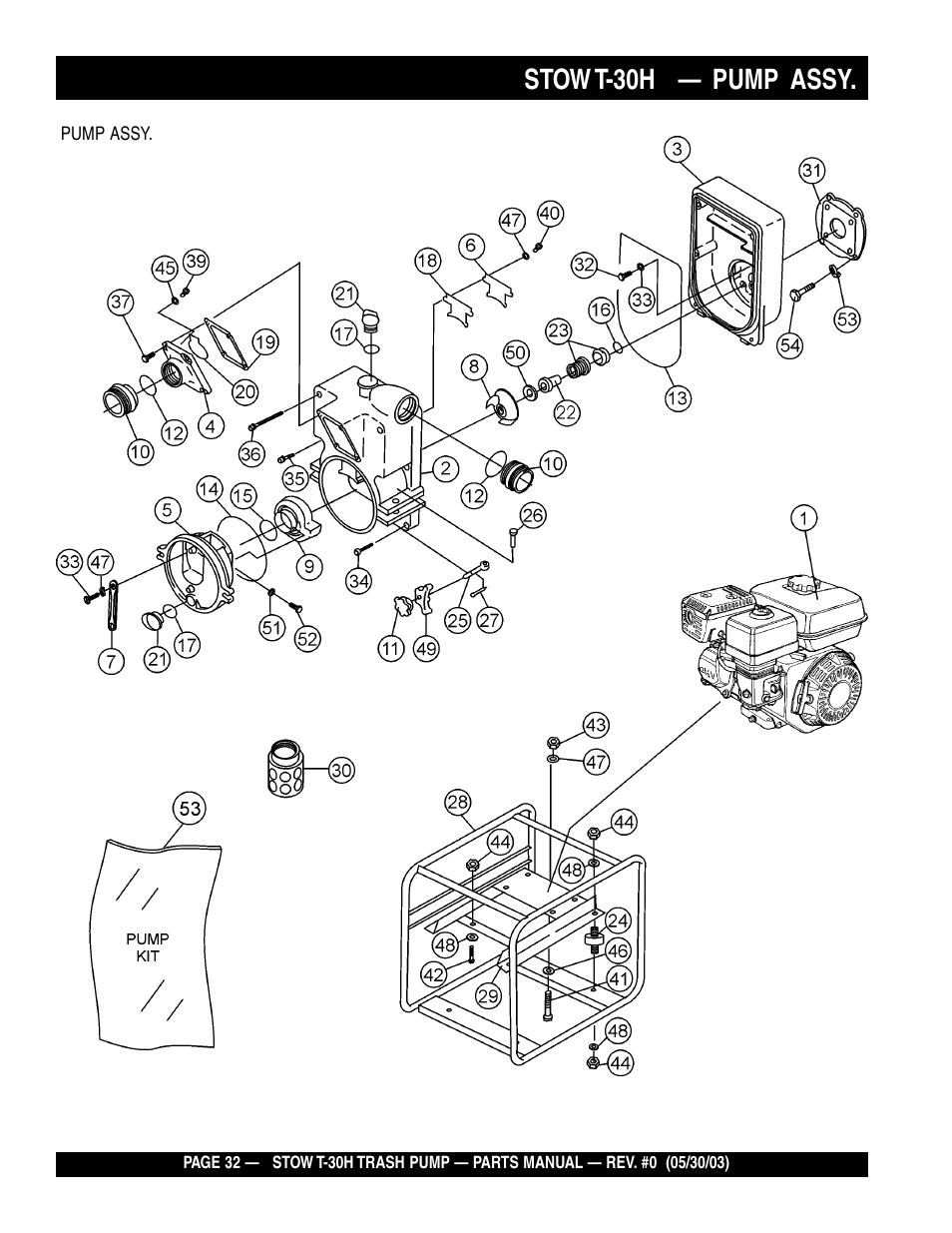 Stow t-30h — pump assy | Multiquip T30H User Manual | Page 32 / 70