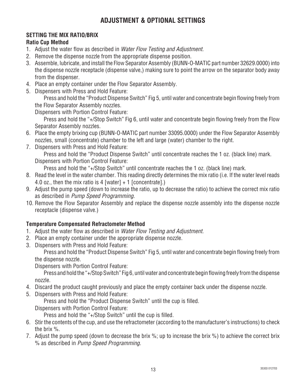 Bunn JDF-2 User Manual | Page 13 / 21