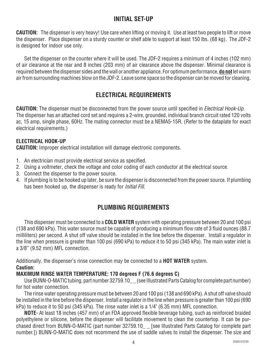 Bunn JDF-2 User Manual | Page 4 / 21