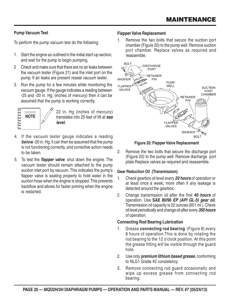 Maintenance | Multiquip MQD3H User Manual | Page 20 / 48
