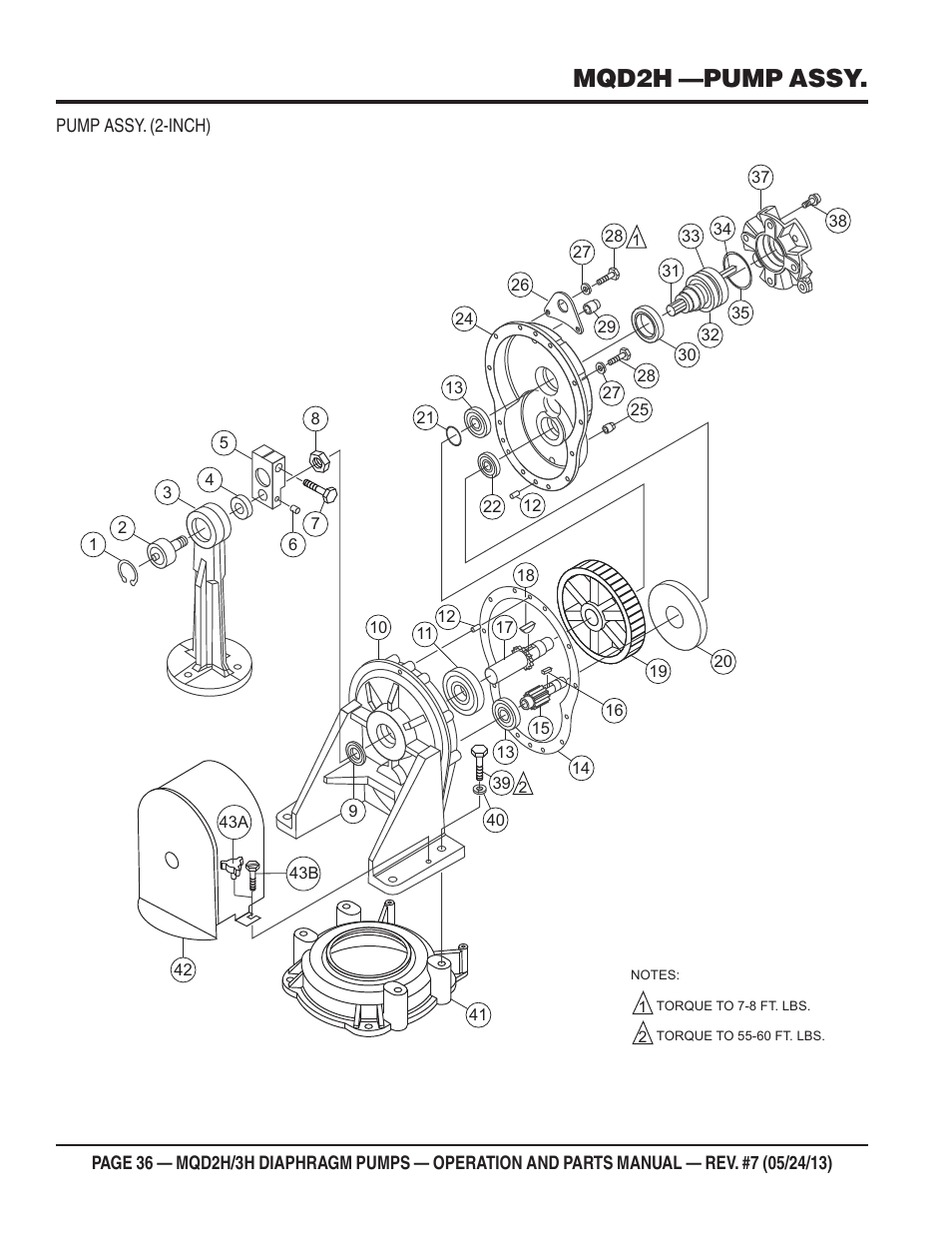 Mqd2h —pump assy | Multiquip MQD3H User Manual | Page 36 / 48