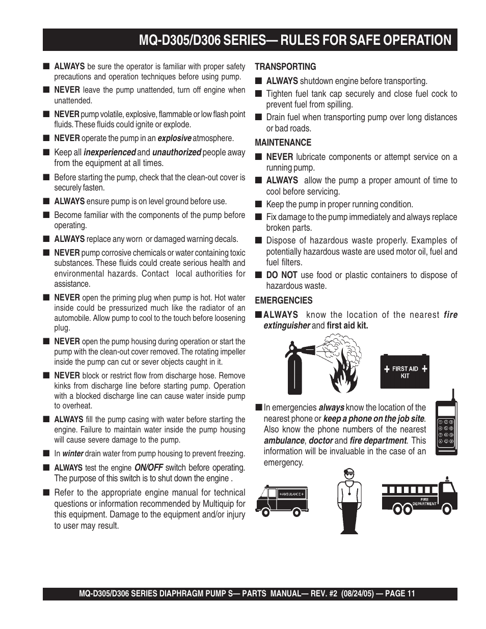 Multiquip MQD306 User Manual | Page 11 / 76