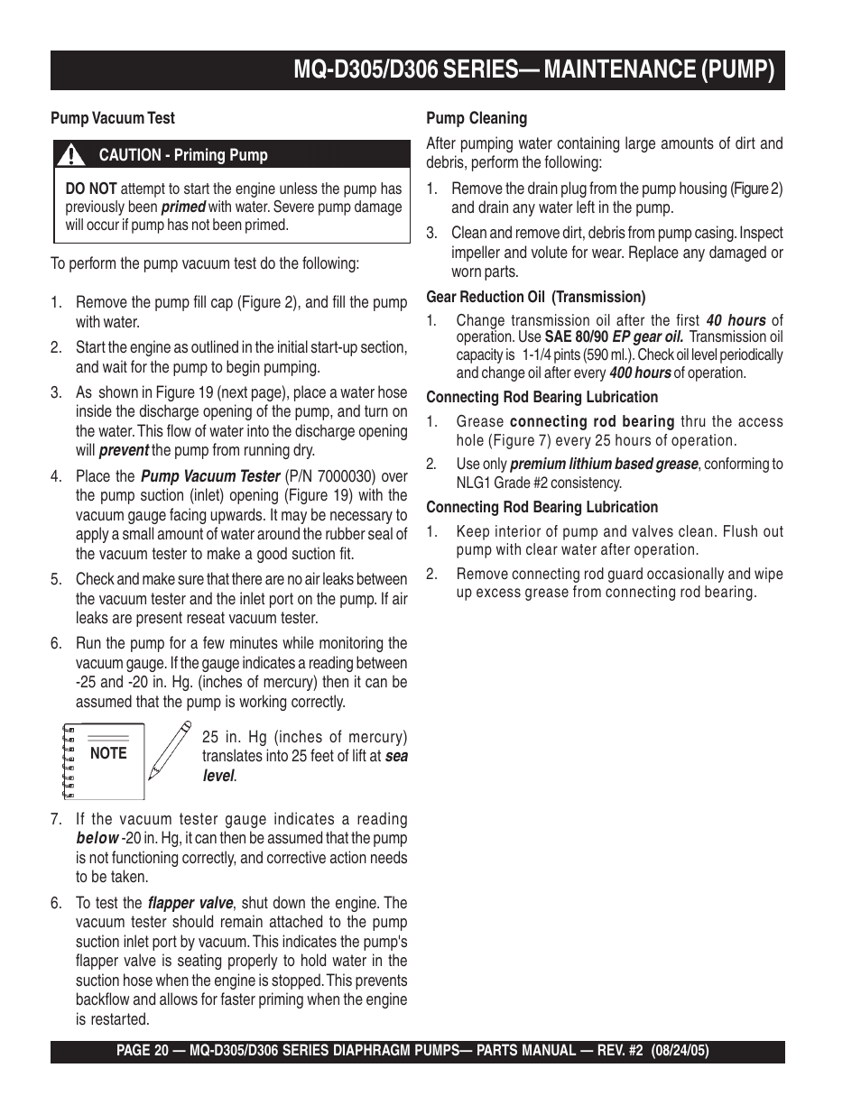 Multiquip MQD306 User Manual | Page 20 / 76