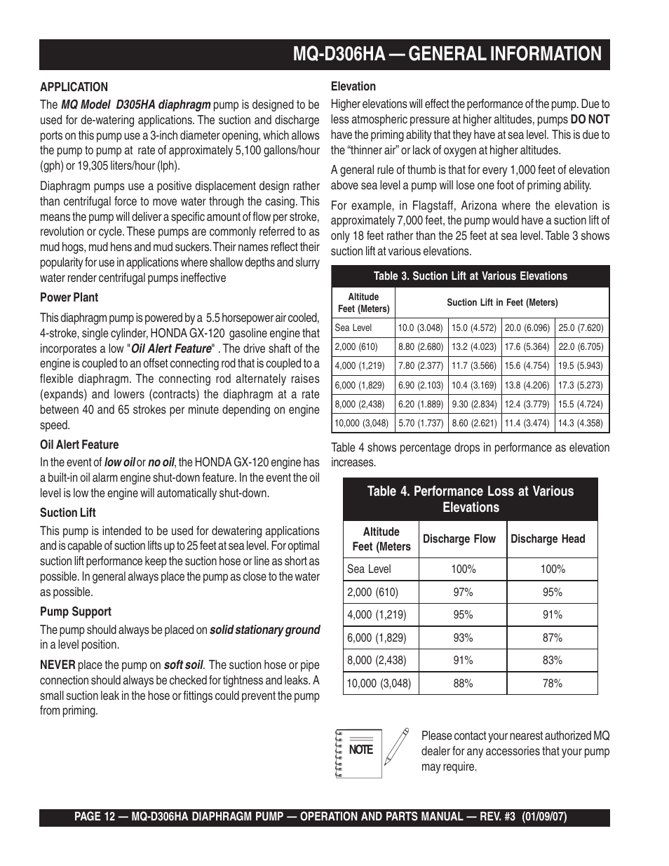 Mq-d306ha — general information | Multiquip MQD306HA User Manual | Page 12 / 70