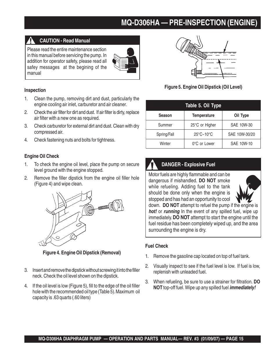 Mq-d306ha — pre-inspection (engine) | Multiquip MQD306HA User Manual | Page 15 / 70