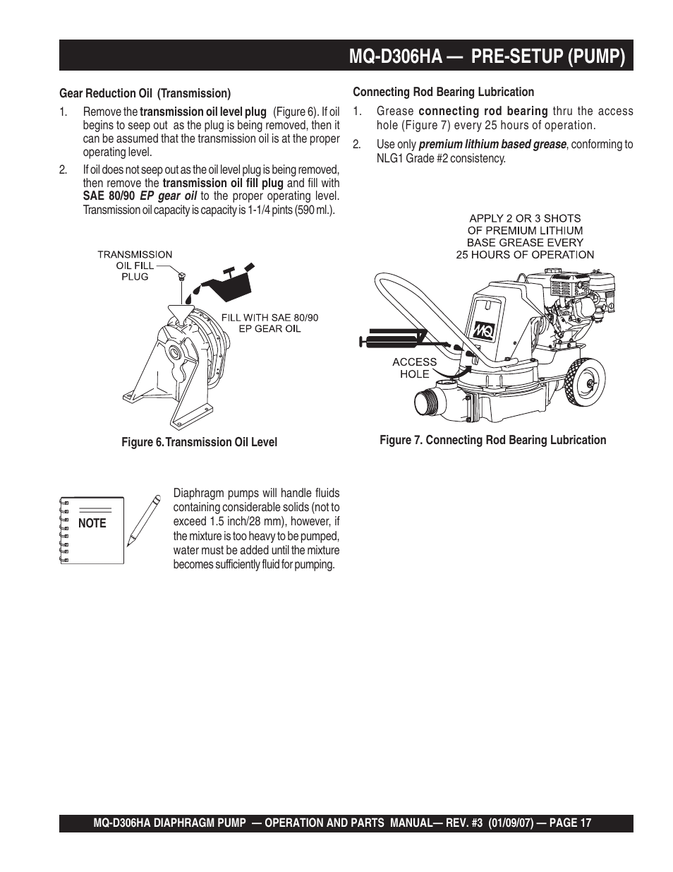 Mq-d306ha — pre-setup (pump) | Multiquip MQD306HA User Manual | Page 17 / 70