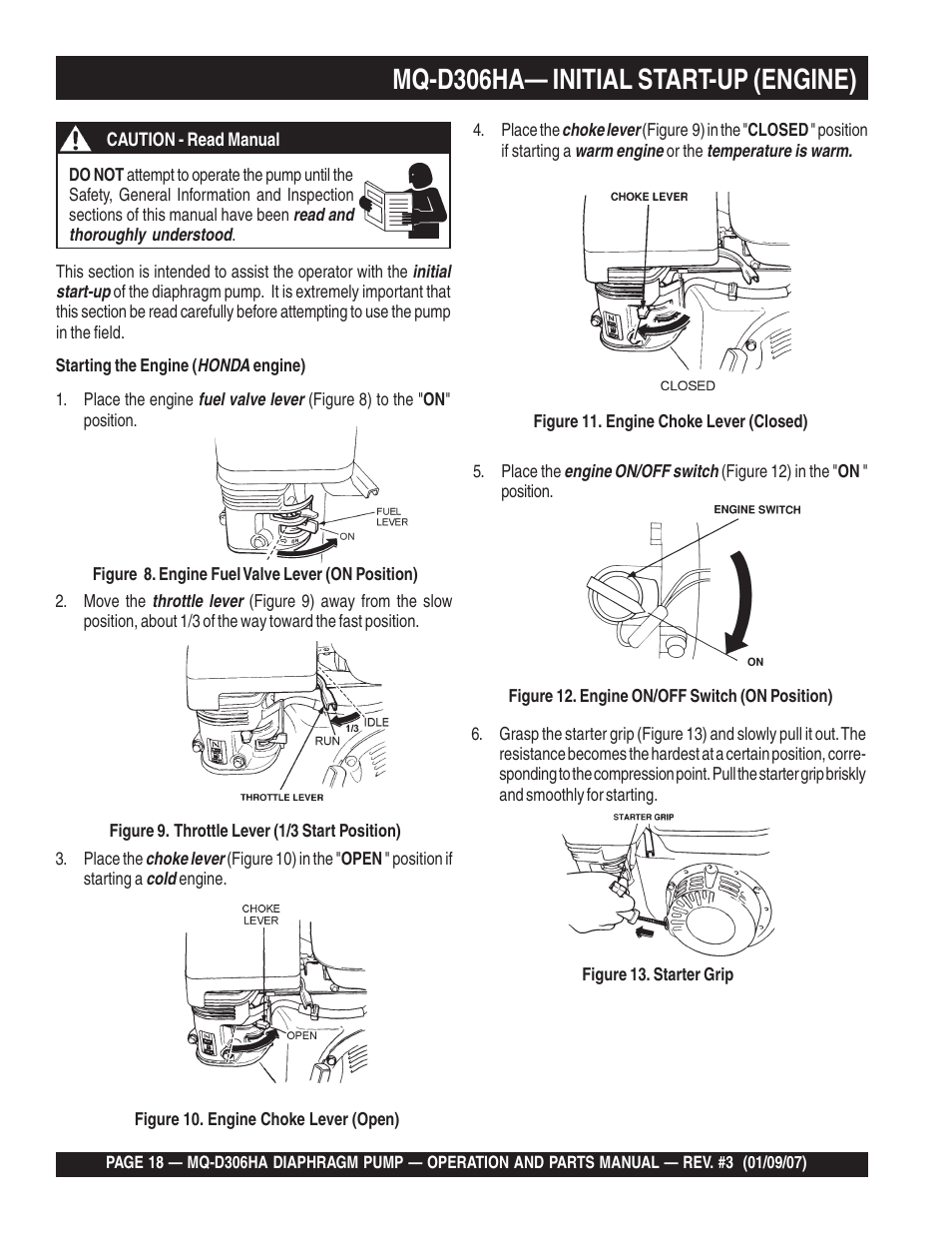 Mq-d306ha— initial start-up (engine) | Multiquip MQD306HA User Manual | Page 18 / 70