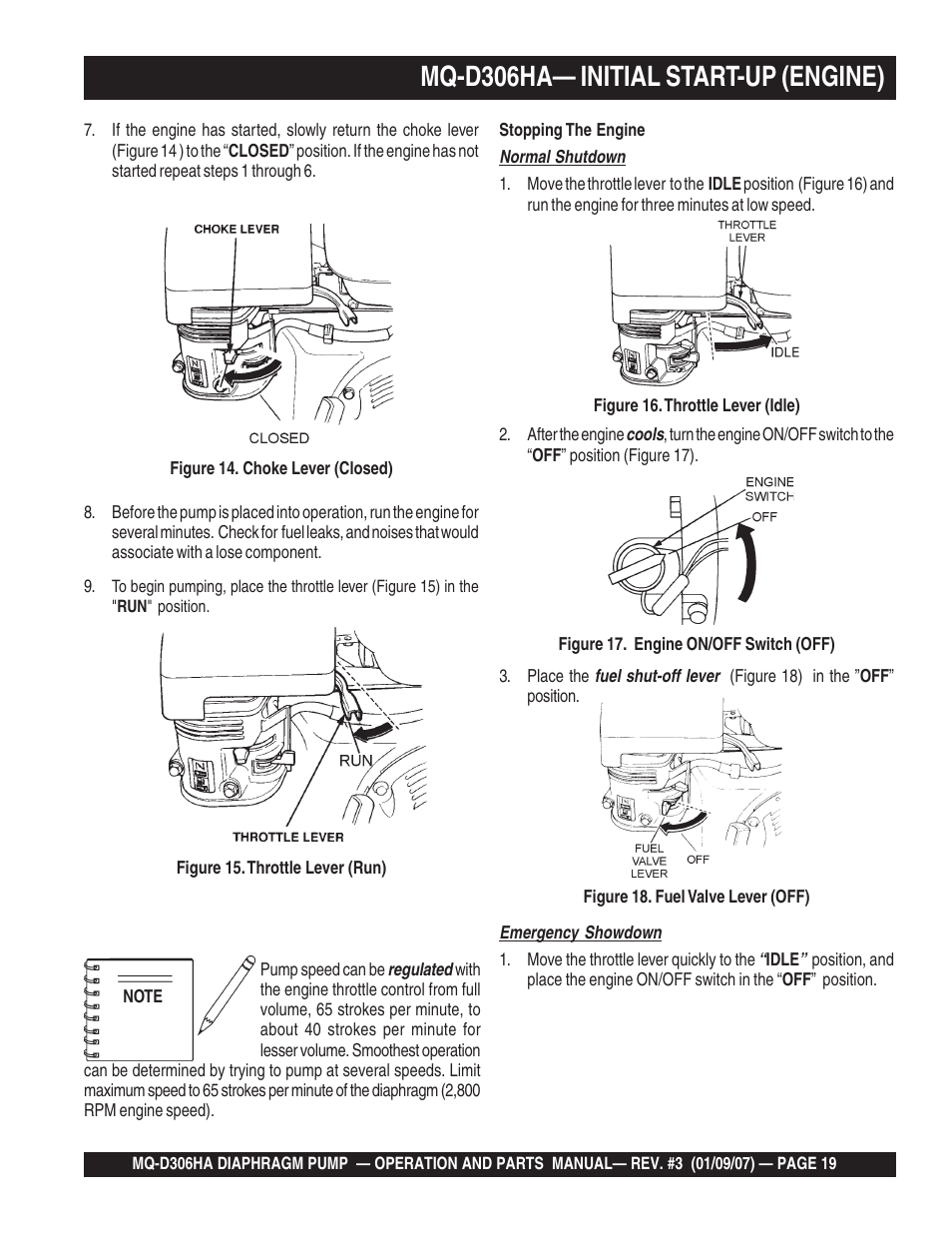 Mq-d306ha— initial start-up (engine) | Multiquip MQD306HA User Manual | Page 19 / 70