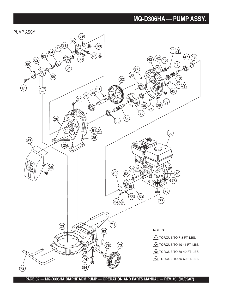 Mq-d306ha — pump assy | Multiquip MQD306HA User Manual | Page 32 / 70