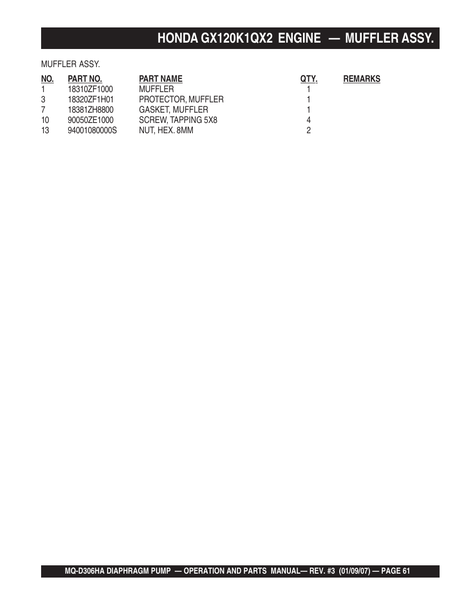 Multiquip MQD306HA User Manual | Page 61 / 70