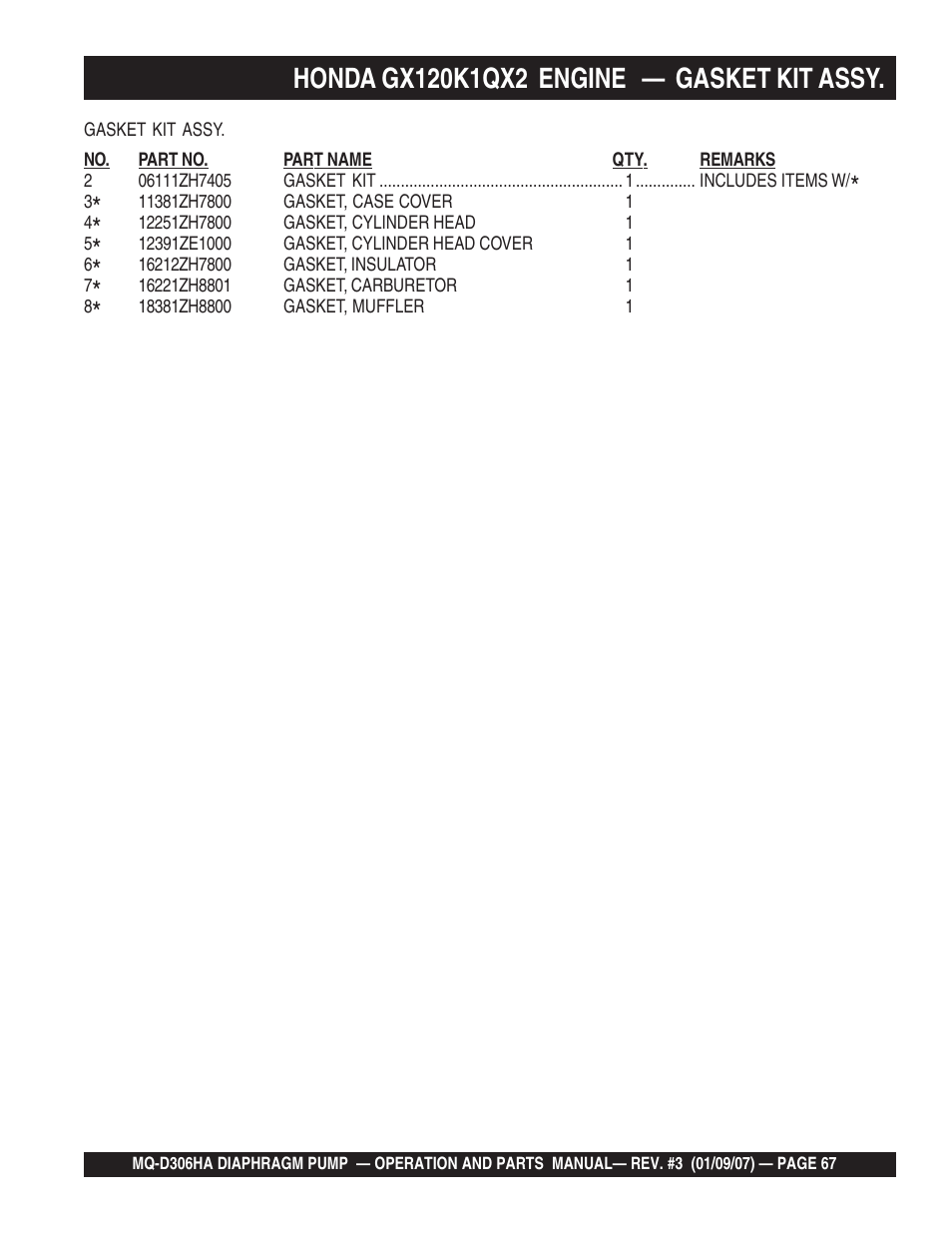 Multiquip MQD306HA User Manual | Page 67 / 70