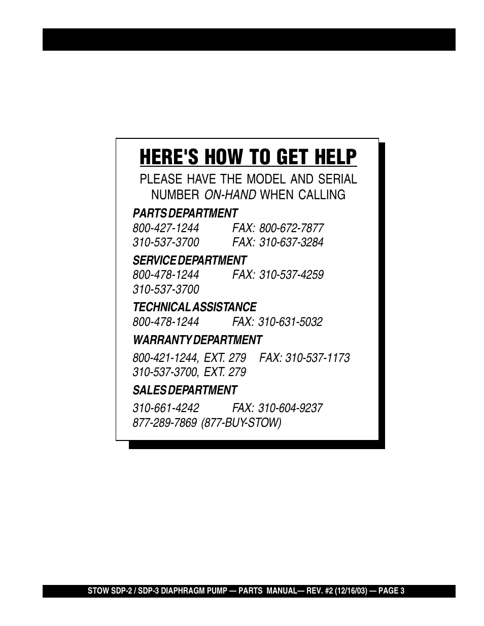 Here's how to get help | Multiquip SDP3 User Manual | Page 3 / 76