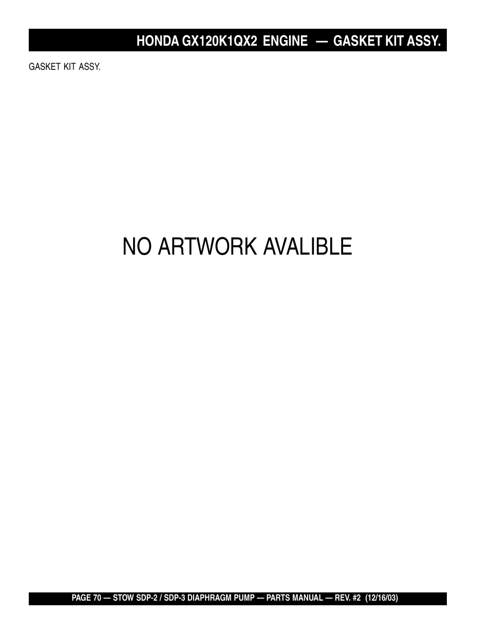 No artwork avalible | Multiquip SDP3 User Manual | Page 70 / 76