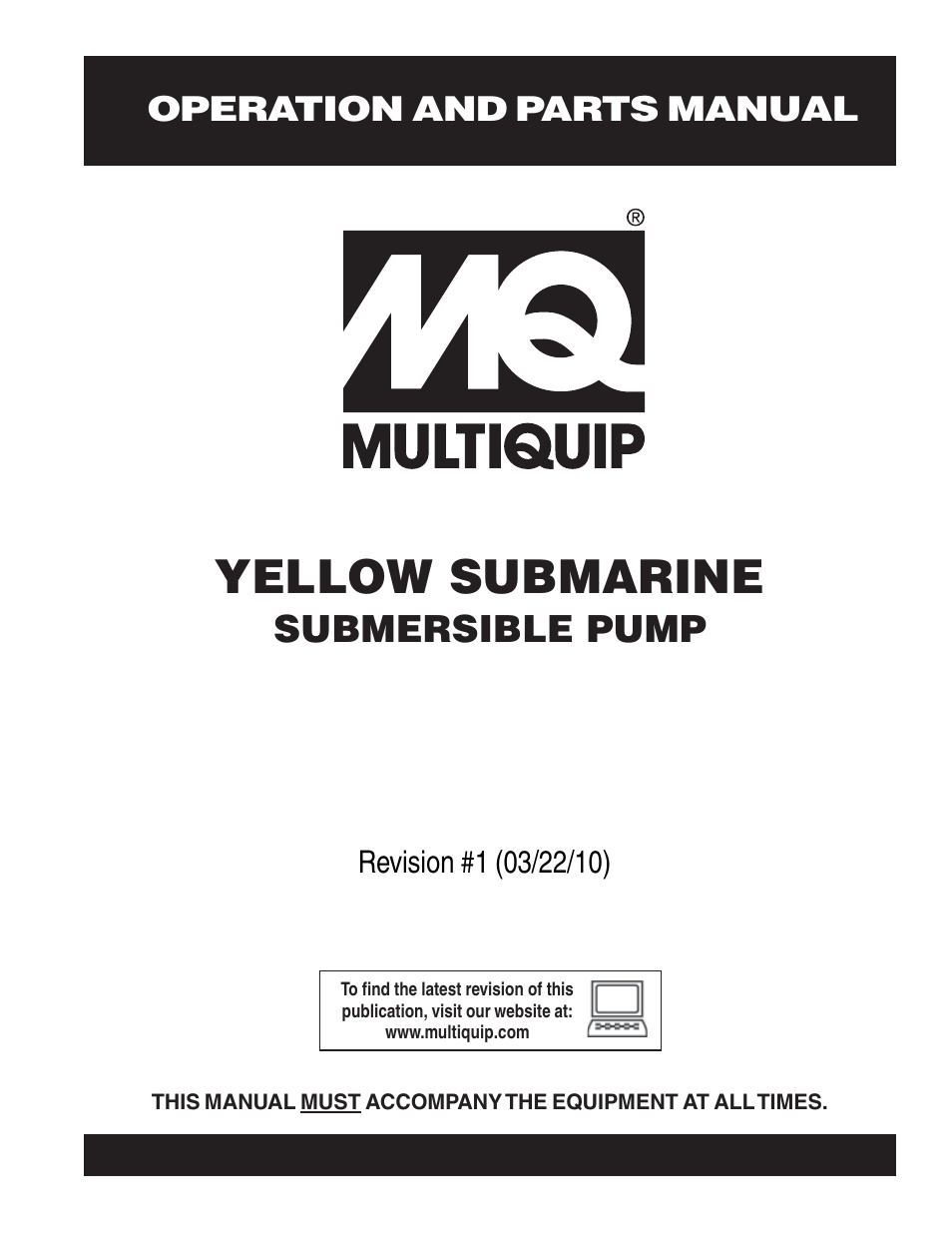 Multiquip YELLOW_SUBMARINE_rev_1 User Manual | 18 pages