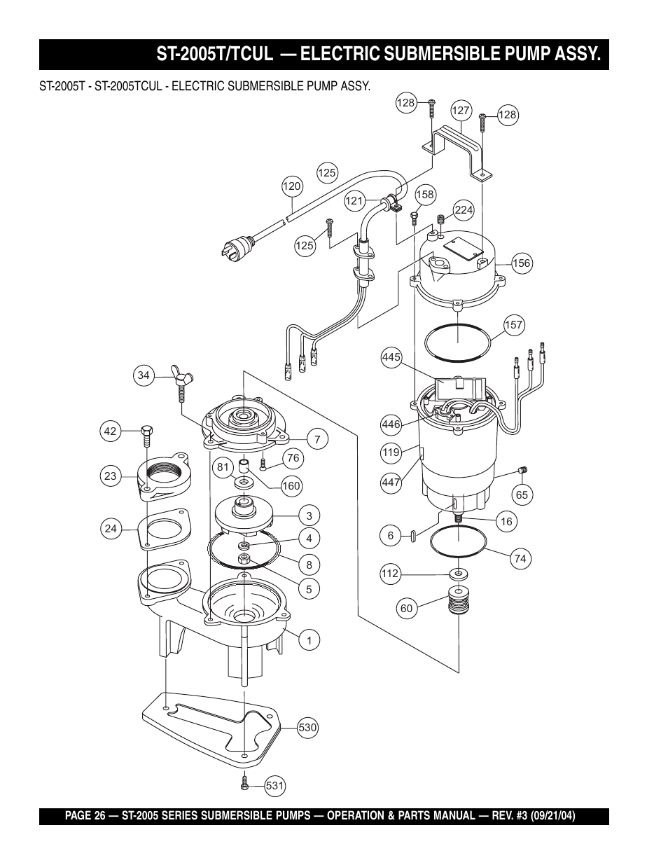 St-2005t/tcul — electric submersible pump assy | Multiquip ST2005 User Manual | Page 26 / 44