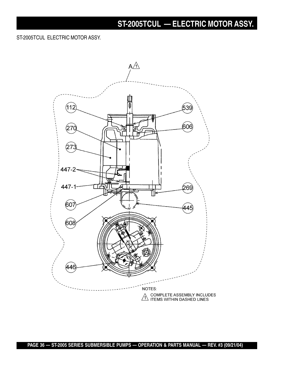 St-2005tcul — electric motor assy | Multiquip ST2005 User Manual | Page 36 / 44